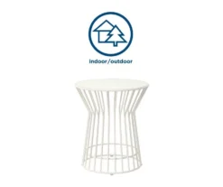 Roberta White Steel Patio Side Table -RAZOR COSCO SHOP 810541492 5