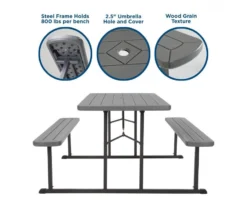COSCO Intellefit Dark Gray 2-Bench Folding Outdoor Picnic Table -RAZOR COSCO SHOP 810541500 3