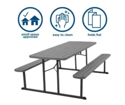 COSCO Intellefit Dark Gray 2-Bench Folding Outdoor Picnic Table -RAZOR COSCO SHOP 810541500 5