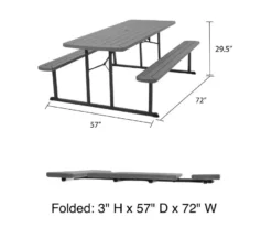 COSCO Intellefit Dark Gray 2-Bench Folding Outdoor Picnic Table -RAZOR COSCO SHOP 810541500 6