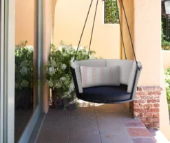 Sally Black Wicker Hanging Patio Swing -RAZOR COSCO SHOP 810541518 2
