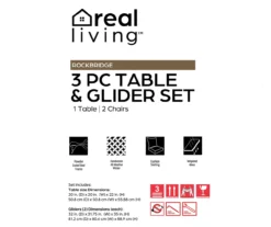 Real Living Rockbridge 3-Piece Cushioned Patio Glider & Side Table Set -RAZOR COSCO SHOP 810544190 61