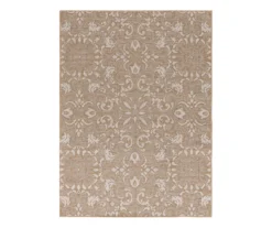Broyhill Sandpointe Tan & Ecru Damask Outdoor Area Rug -RAZOR COSCO SHOP 810546502 810546501 810546500 1 1