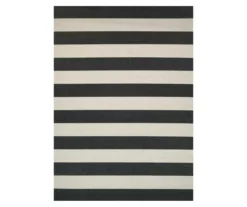Afuera Onyx & Ivory Stripe Indoor/Outdoor Area Rug