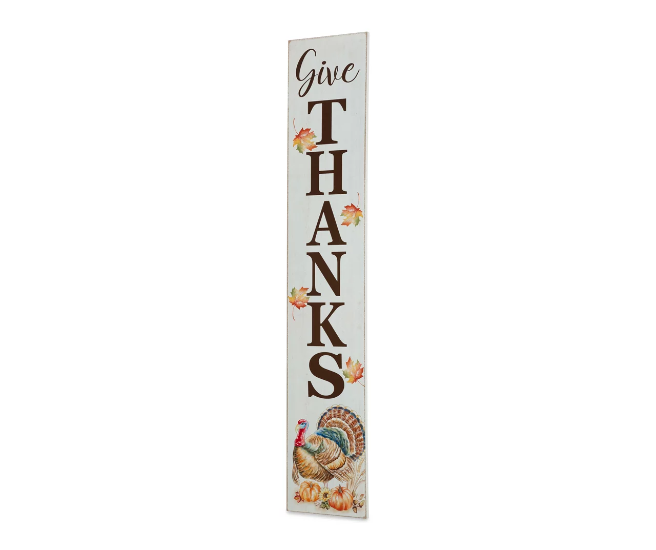 "Give Thanks" Turkey & Leaves Vertical Sign 2 "Give Thanks" Turkey & Leaves Vertical Sign - Image 2
