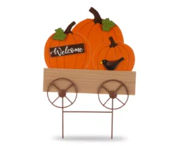 "Welcome" Pumpkin Cart Yard Stake