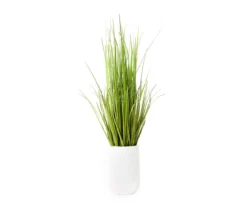 30.7" Tall Grass In White Carved Ceramic Planter
