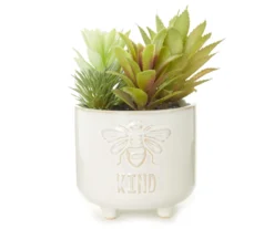 RAZOR COSCO SHOP 14 Bee Kind Succulents In White Embossed Ceramic Pot