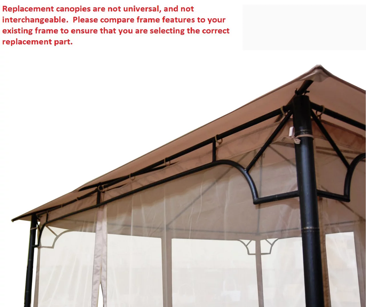 Bamboo Look Gazebo Beige Replacement Riplock Canopy & Side Mosquito Netting Set 4 Bamboo Look Gazebo Beige Replacement Riplock Canopy & Side Mosquito Netting Set - Image 4