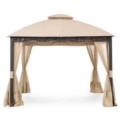 Westbrook Gazebo Beige Replacement Riplock Canopy & Side Mosquito Netting Set -RAZOR COSCO SHOP 810549275 11