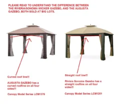 Riviera Sonoma Gazebo Beige Damask Replacement Canopy -RAZOR COSCO SHOP 810549315 3