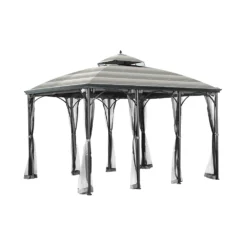 Somerset Gazebo Stone Stripe Replacement Canopy -RAZOR COSCO SHOP 810549340 3