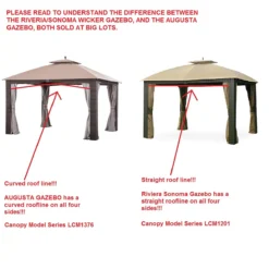 Augusta Gazebo Beige Replacement Riplock Canopy & Side Mosquito Netting Set -RAZOR COSCO SHOP 810549367 3