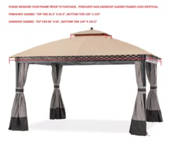 Pinehurst Gazebo Beige Replacement Riplock Canopy & Side Mosquito Netting Set -RAZOR COSCO SHOP 810549371 31