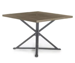 Autumn Cove Light Brown Wood Look Square Steel Patio Dining Table -RAZOR COSCO SHOP 810557039 1 1