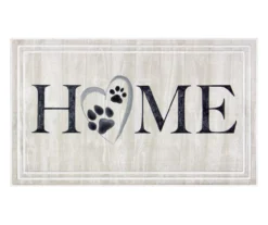 "Home" Tan Paw Print Heart Doormat, (18" X 30")