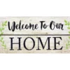 "Welcome" Beige & Black Plank Print Doormat, (18" X 38")