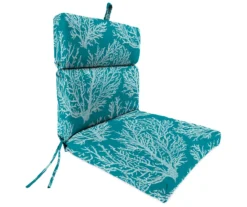 Sea Coral Turquoise French Edge Outdoor Chair Cushion