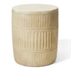 18.5" White Textured Terracotta Look Drum Garden Table