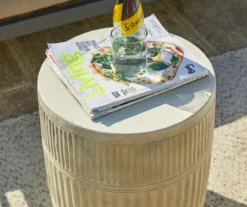 18.5" White Textured Terracotta Look Drum Garden Table -RAZOR COSCO SHOP 810565880 5