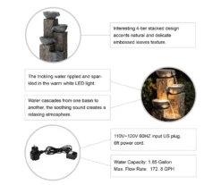 Leaf Bowl LED 4-Tier Resin Fountain -RAZOR COSCO SHOP 810566008 3