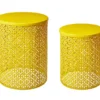 Yellow Cutout Pattern 2-Piece Metal Garden Table Set