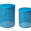 Blue Cutout Pattern 2-Piece Metal Garden Table Set