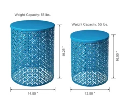 Blue Cutout Pattern 2-Piece Metal Garden Table Set -RAZOR COSCO SHOP 810566020 3