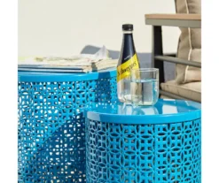 Blue Cutout Pattern 2-Piece Metal Garden Table Set -RAZOR COSCO SHOP 810566020 6
