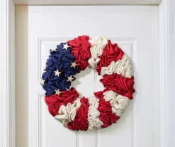 18" Patriotic Fabric Wreath -RAZOR COSCO SHOP 810574154 3