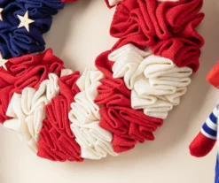 18" Patriotic Fabric Wreath -RAZOR COSCO SHOP 810574154 4
