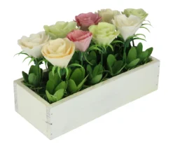 Northlight Pastel Springtime Flowers In White Box Planter -RAZOR COSCO SHOP 810574698 1