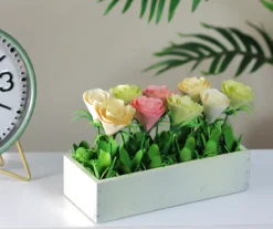 Northlight Pastel Springtime Flowers In White Box Planter -RAZOR COSCO SHOP 810574698 2