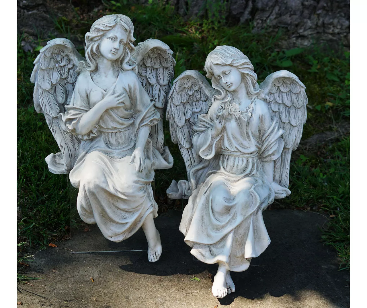 Northlight Sitting Angel 2-Piece Garden Statuary Set 2 Northlight Sitting Angel 2-Piece Garden Statuary Set - Image 2
