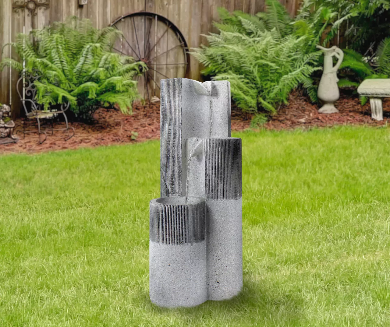 Gray Speckled Rainfall 3-Tier Polystone Fountain 2 Gray Speckled Rainfall 3-Tier Polystone Fountain - Image 2