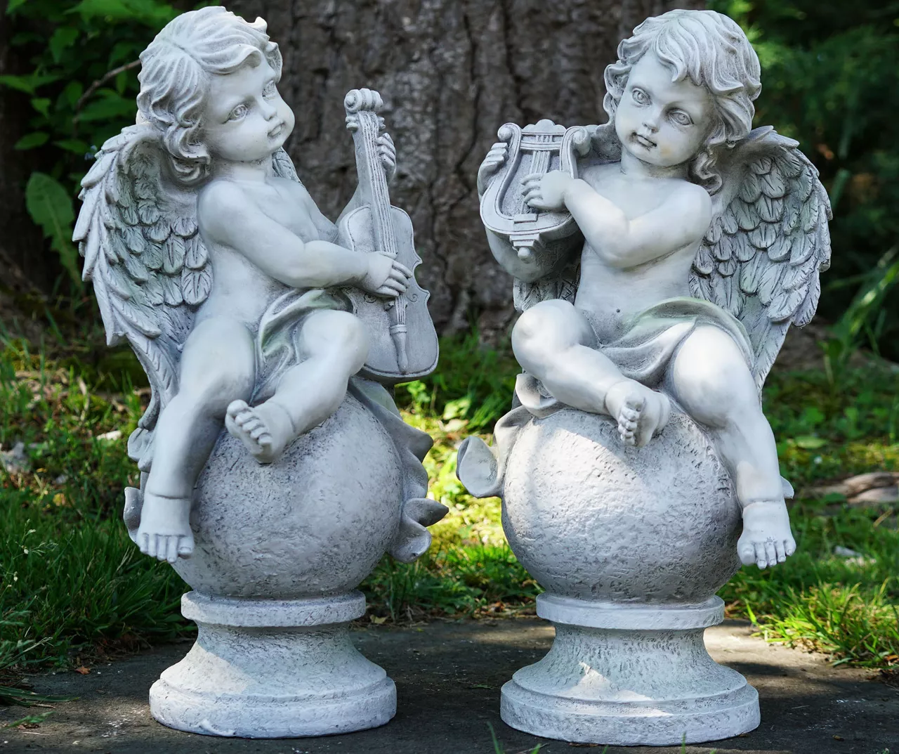 Northlight Musical Cherub Angels 2-Piece Garden Statuary Set 2 Northlight Musical Cherub Angels 2-Piece Garden Statuary Set - Image 2