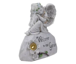 9.25" Welcome Angel On Rock Solar Garden Statuary -RAZOR COSCO SHOP 810576085 2