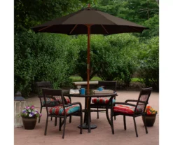 Northlight 9' Brown Market Wood Patio Umbrella -RAZOR COSCO SHOP 810576088 1