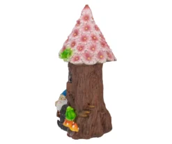 14" Pink Flower Tree & Gnome Solar Garden Statuary -RAZOR COSCO SHOP 810576096 2