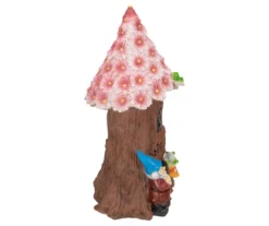 14" Pink Flower Tree & Gnome Solar Garden Statuary -RAZOR COSCO SHOP 810576096 3