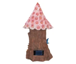 14" Pink Flower Tree & Gnome Solar Garden Statuary -RAZOR COSCO SHOP 810576096 4