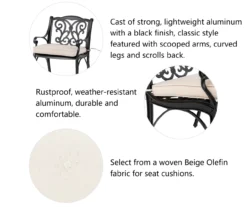 Glitzhome Cast Aluminum Cushioned Patio Dining Chairs, 2-Pack -RAZOR COSCO SHOP 810582321 5