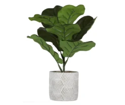 Artificial Fiddle Fig In Hexagon Cement Pot