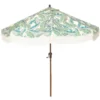 9' White & Green Palm Leaf Round Patio Umbrella
