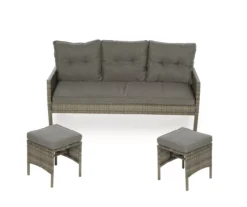 Valencia All-Weather Wicker Cushioned Patio Sofa & Ottoman Set