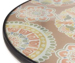 Brown & Green Medallion Tempered Glass Folding Patio Table -RAZOR COSCO SHOP 810587805 1 A8