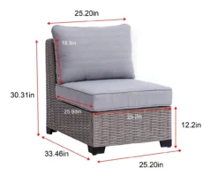 Pembroke All-Weather Wicker Cushioned Patio Armless Sofa Chair -RAZOR COSCO SHOP 810588254 X0 3