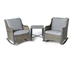 Broyhill Pembroke All-Weather Wicker 3-Piece Cushioned Patio Rocker & Side Table Set -RAZOR COSCO SHOP 810589127 A0