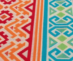 Emeliene Orange & Blue Geometric Linework Outdoor Area Rug -RAZOR COSCO SHOP 810591266 810591267 810591268 4 1