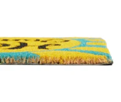"Hey Sunshine" Yellow & Blue Coir Doomat -RAZOR COSCO SHOP 810591697 A8 3